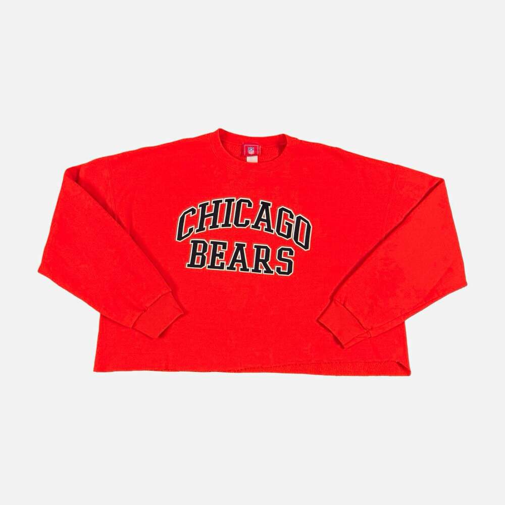 Vintage NFL Chicago Bears Women’s Cropped Orange Crewneck Sweatshirt XL